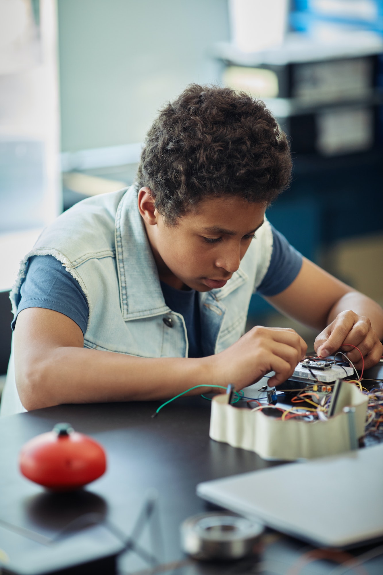 Boy in Robotics Class